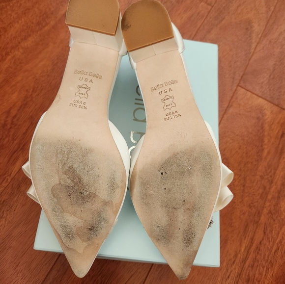 Bella Belle MARGO Ivory Crystal Flower Embellished Block Heels - Picture 5 of 6